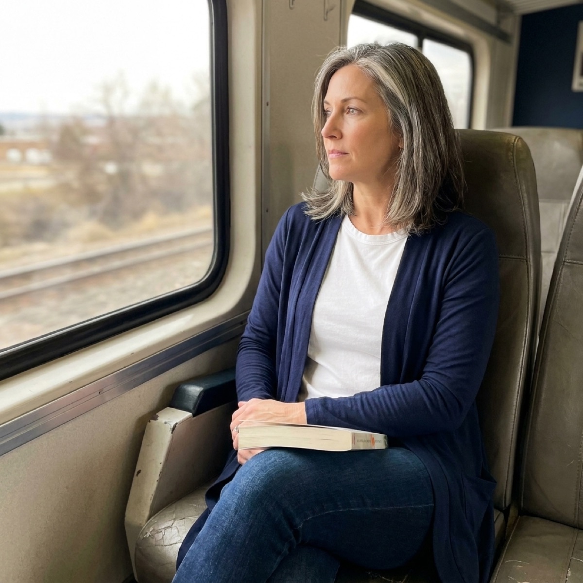 The Essential Set cardigan worn open over a plain white t-shirt and jeans